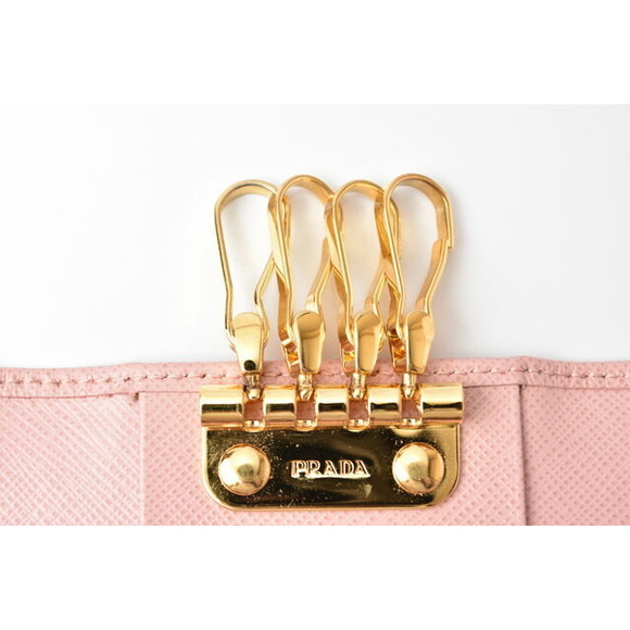 Prada Key Case 6-Row Saffiano Metal Pesco Pink - Picture 4 of 7